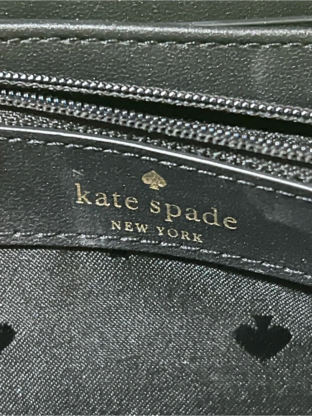 kate spade Black Pebbled Leather Wallet with White Logo
